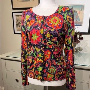 Talbots Vibrant Floral Cardigan